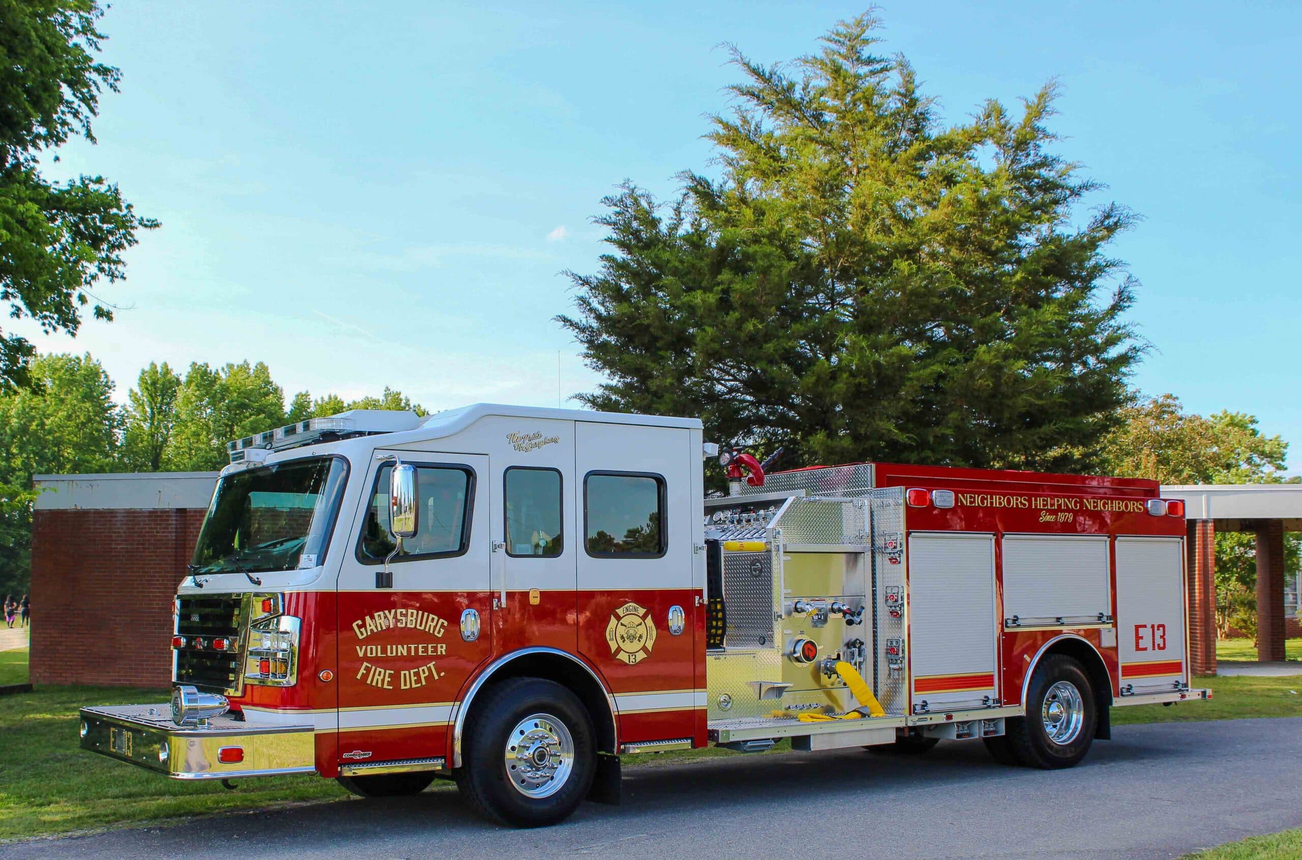 Garysburg VFD Engine 13, marked Neighbors Helping Neighbors Since 1979
